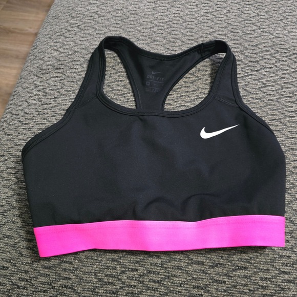 Nike Other - Nike Dri-FIT Racerback Sports Bra Womens Medium Black Pink Swoosh 542633-014